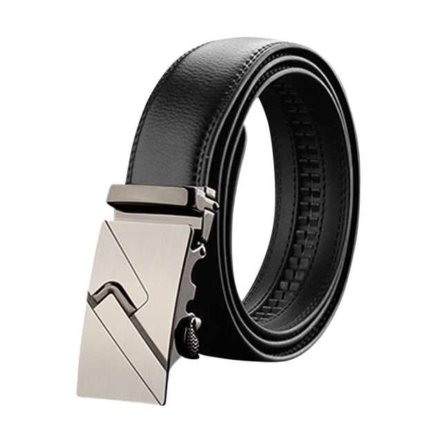 Unique Bargains Men's Holeless Automatic Buckle PU Leather Ratchet Belt