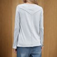 thumbnail image 4 of Yanlir Haut à Manches Longues Col Rond Décontracté Couleur Unie Confortable Extensible pour Femmes (Blanc, G), 4 of 8