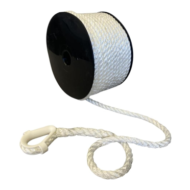 Blue Dog Marine Anchor Line with Thimble, 3/8 Inch x 150 Feet Marine Boat Rope, Premium Grade 3-Strand Twisted Nylon Boat Anchor Rope