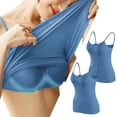 thumbnail image 2 of Timegard Camisoles pour Femmes 2 Pcs avec Soutien-Gorge Intégré Col Rond Bretelles Spaghetti Ajustées Douces Maillots de Corps Décontractés Hauts de Pyjama, 2 of 4