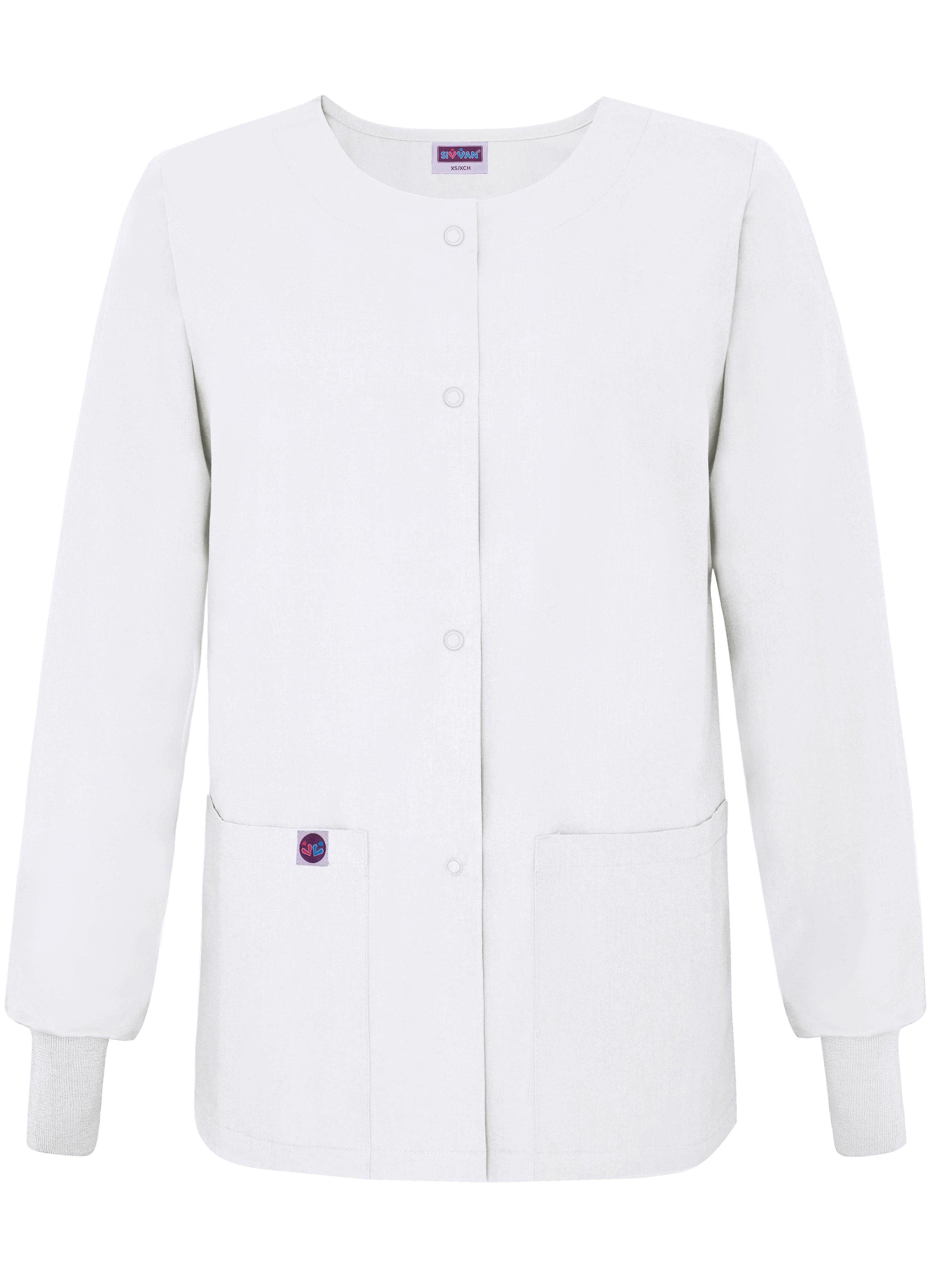 Sivvan Womens Scrub Warm-Up Jacket/Front Snaps - Round Neck