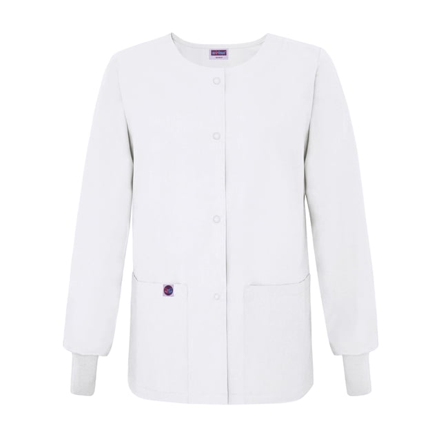 Sivvan Womens Scrub Warm-Up Jacket/Front Snaps - Round Neck