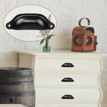 Unique Bargains Bin Cup Pulls Cabinet Handles Black Dresser Pull Handle for Cupboard Drawers Dresser Door 10pcs
