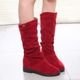 thumbnail image 5 of Liquidation d'Économies d'Hiver! PEZHADA Bottes Mi-Mollet pour Femmes,Bottes pour Femmes,Bottes Rondes à Talon Bas en Suède Rétro Uni Chaud pour Femmes Chaussures Rouge, 5 of 5