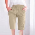 thumbnail image 2 of Timegard Womens Plus Size Shorts Elastic Waisted Drawstring Lightweight Casual Knee Length Shorts with Pockets, 2 of 5