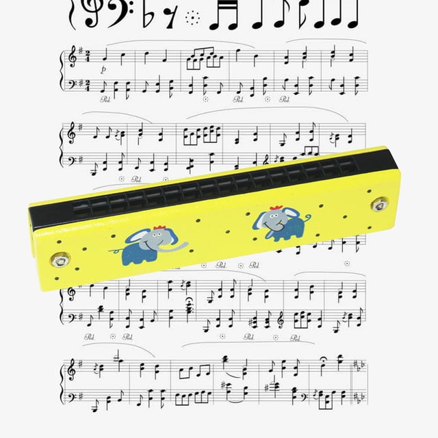 PVCS Harmonica Musical Instrument Wooden Cartoon Printing Double Rows 16 Holes For Kids Children Music Lover Gift for Kids