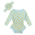 thumbnail image 1 of PMVFHDE Rompers for Girl Baby Girls' Long Sleeve Romper Soft Bodysuit With Gold Foil Print & Pom Pom Design Cute And Comfortable Outfit For Spring And Fall Light Green,2-3 Years, 1 of 4