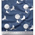 thumbnail image 1 of Soimoi Poly Georgette Fabric Bamboo Tree,Moon & Stork Bird Decor Fabric Printed Yard 52 Inch Wide, 1 of 3