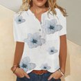 thumbnail image 1 of LSLJS T-Shirts pour Femmes Femmes Été Décontracté T-Shirt à Manches Courtes Bouton Col Rond Chandail Blouse Hauts, 1 of 4