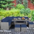 thumbnail image 2 of Gymax 7PCS Rattan Patio Sectional Sofa Set Conversation Set w/ Navy Cushions, 2 of 9