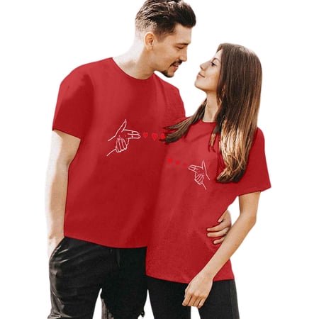 LUOGENLI T-shirts pour Femme pour Femmes T-Shirt à Col Rond à Manches Courtes Imprimé pour la Journée du Couple Tee T-shirts Femmes Blanc Vêtements d'Été T-shirts pour Femmes T-shirts Graphiques Pâques Rouge TG