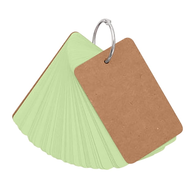 Clearance Sale Blank Customizable Index Study Note Card Pad Kraft Paper with Binder Ring, Blank Flash Cards with Rings for Studying with 50 Sheets Each Schools Supplies Green