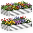 thumbnail image 1 of Gymax 2 Pcs Galvanized Raised Garden Bed Rectangular Galvanized Metal Planter Box, 1 of 10