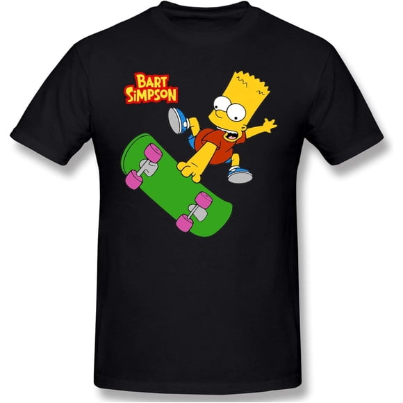 Bart Simpson T-Shirts pour Hommes à Manches Courtes T-Shirts Mode Haut Noir Petit