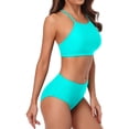 thumbnail image 4 of Charmo Maillot de Bain Bikini à Dos Nu pour Femme, Col Montant, Deux Pièces, 4 of 5