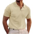 thumbnail image 1 of Shirts for Men Solid Color Turndown Collar Top Short Sleeve Neck Top/Shirt, 1 of 5