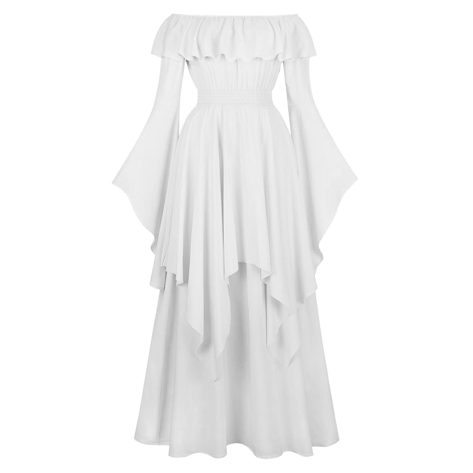 Babysbule Robes pour Femmes Automne Élégantes Femmes Décontractées Rétro à Épaules Dénudées Manches Longues Taille Haute Robes