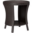 thumbnail image 1 of Outsunny 18" Wicker Outdoor Coffee Table, 2-Tier Patio Side Table, Brown, 1 of 10