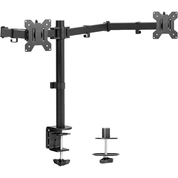 Dual Monitor Desk Mount Holds Computer Screens up to es and lbs Each Heavy Duty Fully Adjustable Steel Stand with CClamp and Grommet STANDV