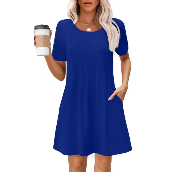 Summer Savings Clearance! Women Fashion Casual Round Neck Summer Printing Short Sleeve Sexy Dress, Trendy Printed Dress for Day Out or Casual Parties Clearance Sales Today Deals Prime