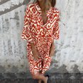 thumbnail image 4 of Ovzne Robes pour Femmes Robe d'Été Mode pour Femmes Décontractée Imprimée à Boutons Robe d'Été à Manches Courtes à Col en V Robe de Printemps à Manches Courtes Imprimée Liquidation, 4 of 7