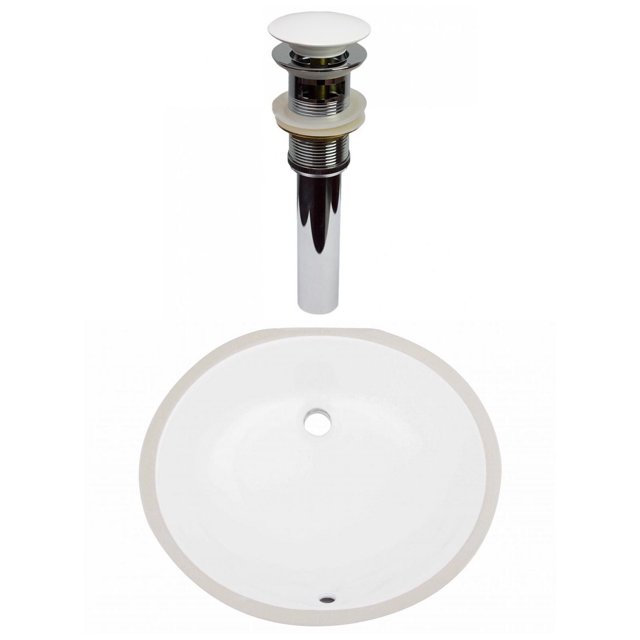 American Imaginations 19.25-in. W CUPC Oval Bathroom Undermount Sink Set In White - White Hardware - Overflow Drain Incl. AI-31772