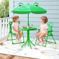 thumbnail image 4 of Costway Kids Picnic Table & Chair Set with 2 Folding Chairs & Height Adjustable Umbrella Green, 4 of 10