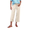 thumbnail image 1 of Women's Linen High Waisted Drawstring Culotte Pants Summer Elastic Waist Wide Leg Cropped Capri Pants With Pockets, 1 of 5