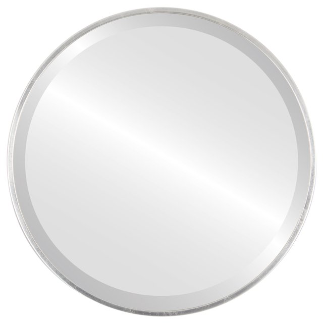 Miroir Rond Encadré Singapore - Feuille d'Argent Brun - 19 Pouces x 19 Pouces