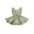 thumbnail image 3 of Kmbangi Filles Bretelles Couleur Unie Jupe Sans Manches Col Carré Grand Ourlet Robe Taille Haute avec Volants, 3 of 9