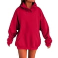 thumbnail image 2 of IMENGL Oversized Winter cotton hooded pullover sweatshirt, Red XL, Size M-5XL, 2 of 5