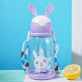 thumbnail image 4 of Rabbit Shaped Straw Water Bottle with Flip Top Lid, Large Capacity Reusable Plastic Bottle for Outdoor, Commute and Daily Hydration, 4 of 6