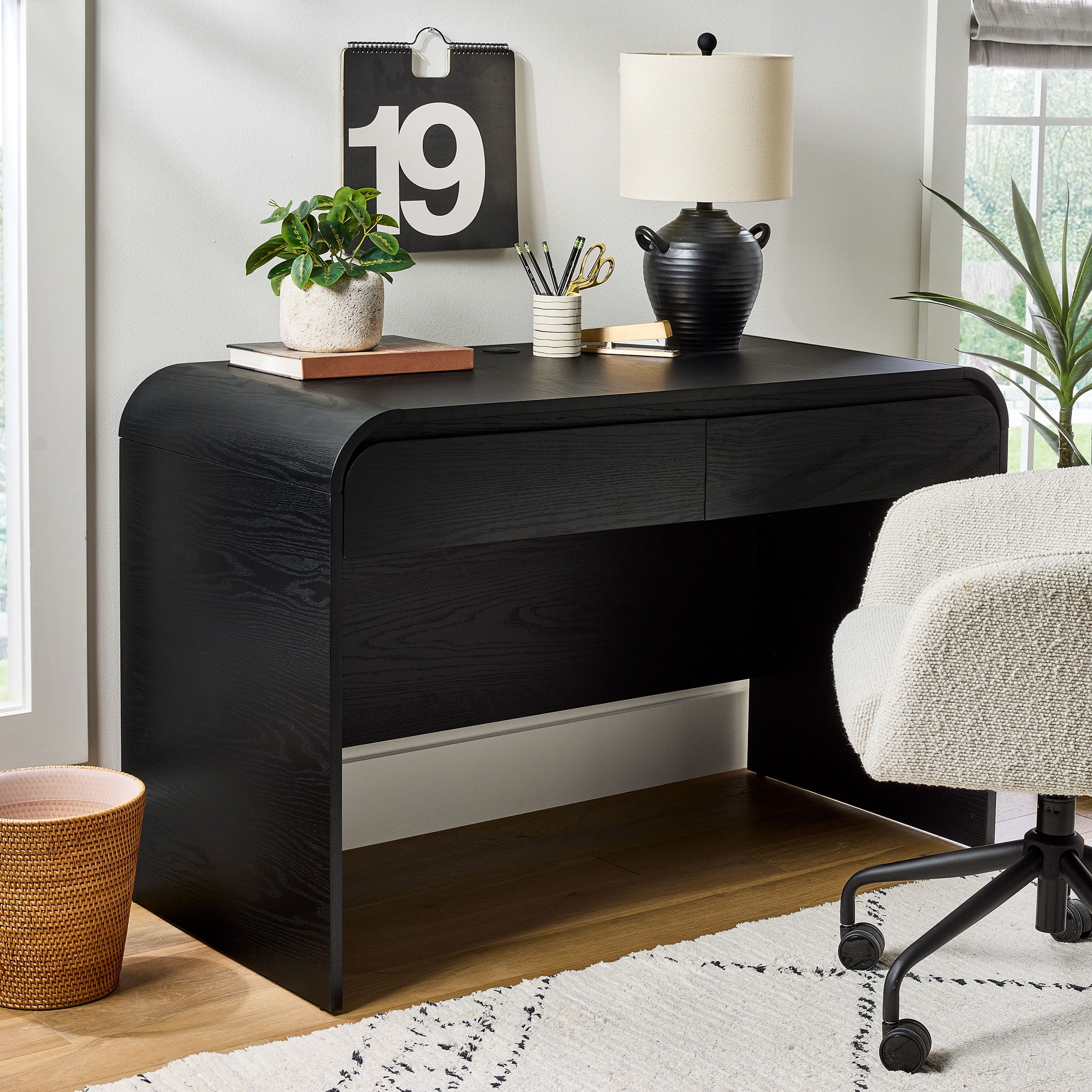 Better Homes & Gardens - Bureau incurvé avec rangement Juliet, Finition noir