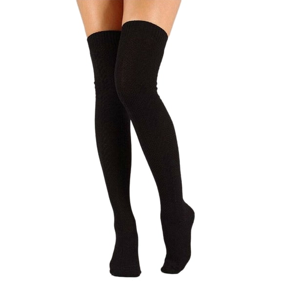 TheFound Women Girls Knit Long Boot Socks Thigh High Over the Knee Socks Twisted Ribbed Crochet Long Leggings for Winter