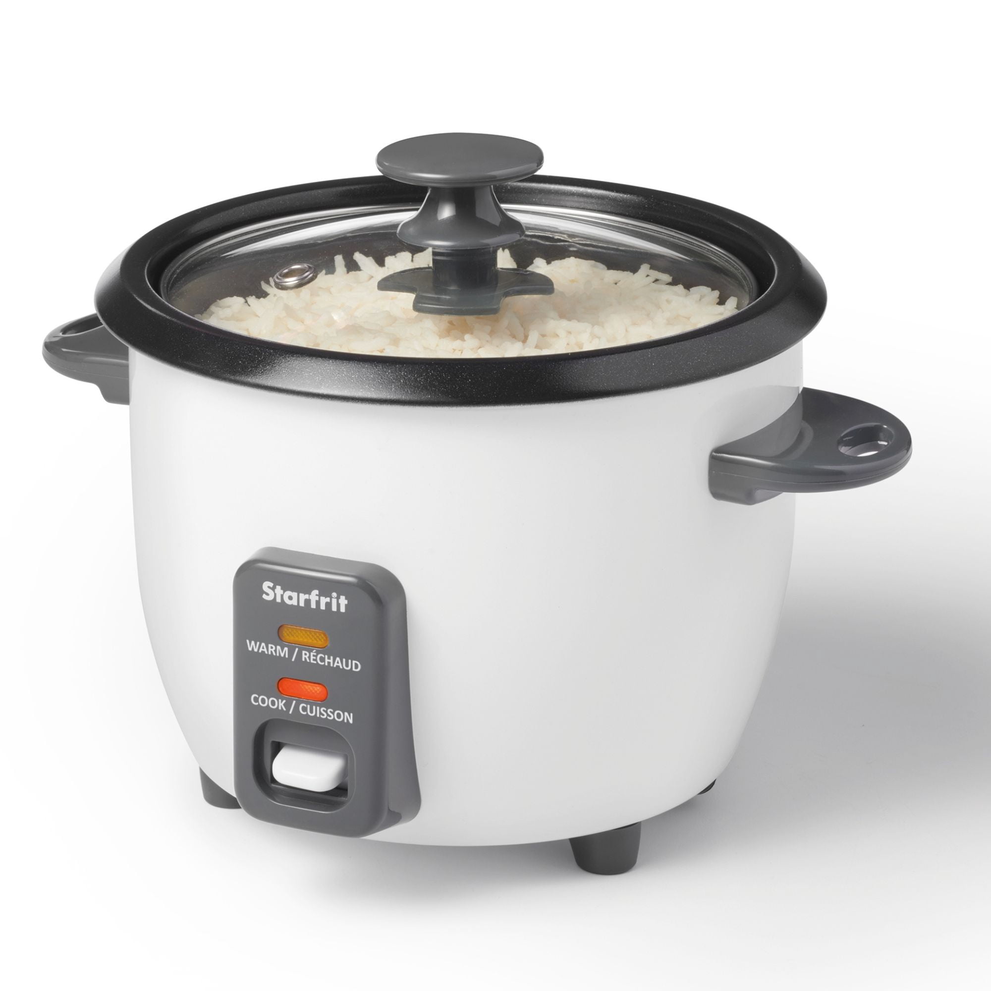 Starfrit 6-Cup Rice Cooker, Non-Stick PFAS-Free Ceramic Pot, Cook & Keep Warm Functions, Steam Basket, Lid Included, 300W, Easy Cleanup,