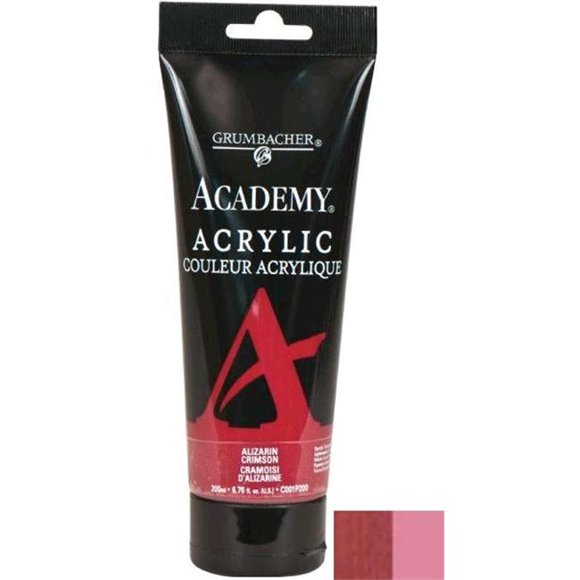 Grumbacher GBC001P200 200ml Acrylic Paint - Alizarin Crimson
