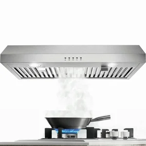 Under Hotte de portée Cabinet 30 De pouce avec 3 Ways Venting,Hotte de cuisine en acier inoxydable avec filtres à baffles,500 CFM Hotte sans conduit, Vente Hotte avec 3-speed Éventail d'échappement, contrôle des boutons