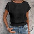 thumbnail image 2 of Pisexur Hauts d'Été pour Femmes, Hauts pour Femmes, Mode Printemps/été Décontractée Ample Col Rond Manches Courtes Hauts pour Dames Noir,m, 2 of 6