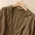thumbnail image 4 of Timegard Womens Suit Jacket Cotton Linen Stand Collar Button Long Sleeve Lightweight Fall Loose Coat, 4 of 6