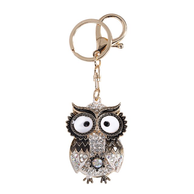 XZNGL New Creative Animal Series Big Eye Owl alloy Diamond Keychain