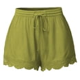 thumbnail image 1 of Timegard Plus Size Shorts for Women Ruffle Bottom Elastic Waisted Drawstring Lounge Shorts with Pockets, 1 of 5