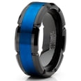 thumbnail image 2 of Mens Tungsten Ring Grooved Wedding Band Black Blue Comfort-fit 8MM, 2 of 3