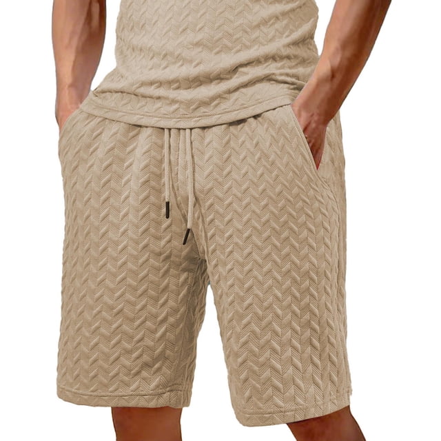 hotojiny Mens Athletic Shorts with Pockets Solid Drawstring Wide Leg Textured Short Pants Casual Breathable Golf Workout Beach Shorts