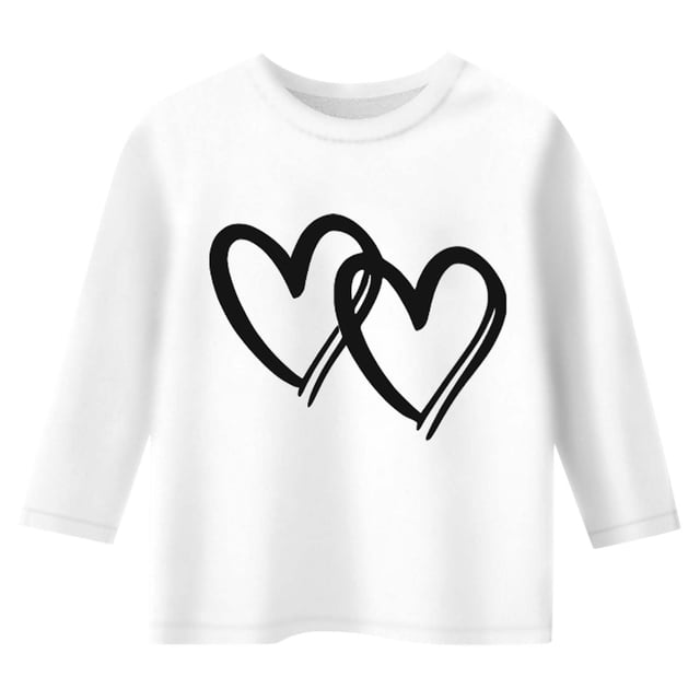 Sunnyoo T-Shirt Graphique pour Grandes Filles, Imprimé de Cœur, Manches 3/4, Col Ras du Cou, T-Shirt Décontracté, Tailles 3-13