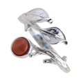thumbnail image 1 of Maytalsory Adjustable Open Ring In 925 Sterling Silver With Branch Leaves S925 Silver Is Not Allergic South red agate 1Set, 1 of 6