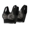 thumbnail image 2 of 2-Pack Women's Lace Bra Plus Size - Wire-Free, 3/4 Cup, Fixed Straps, Comfortable Nylon Spandex Blend, 2 of 8