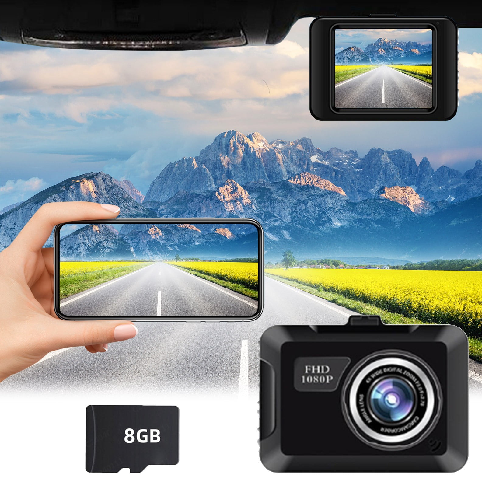 Leutsin Dash Cam 1080P Car Camera 2.0 Inch Mini Screen Car Dash Camera Dashboard Camera Night Vision Include 8GB Card