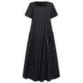 thumbnail image 3 of Fridja Robes Maxi à Manches Courtes Amples pour Femmes Grande Taille avec Poches et Imprimé à Pois, 3 of 6