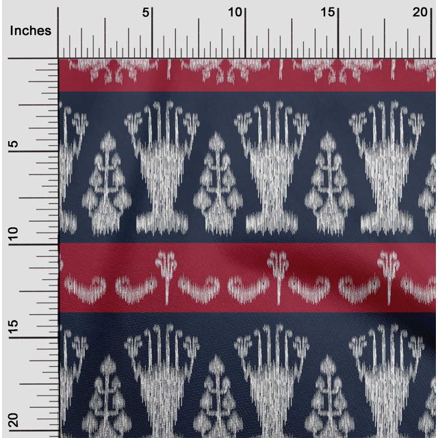 oneOone Cotton Cambric Fabric Ethnic Ikat Print Fabric BTY 56 Inch Wide