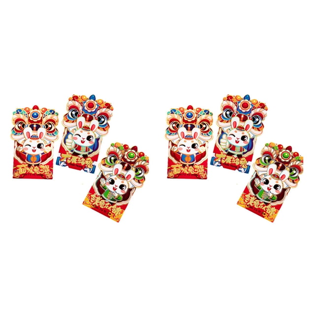 6pcs Red Envelopes Spring Festival Chinese New Envelopes Spring Festival Year Packet Money Greetings Paper Cute Pouch Envelope Packing Cartoon Lucky NO1